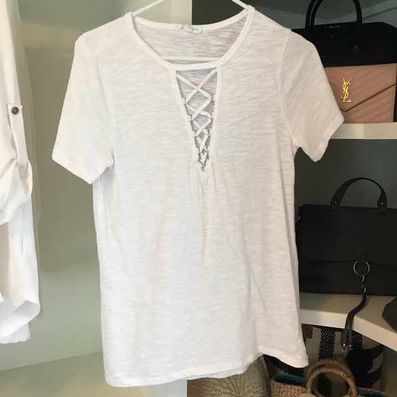 Socialite Tops - Socialite lace up grommet tee